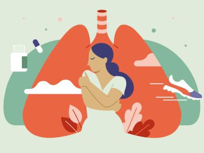 Illustration einer Frau mit neuer Lunge